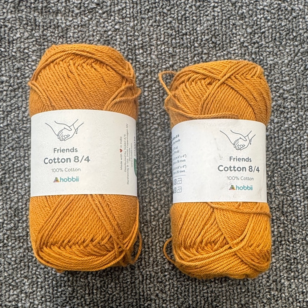 Hobbii Friends Cotton 8/4 Yarn - Mustard Yellow (2 Skeins)